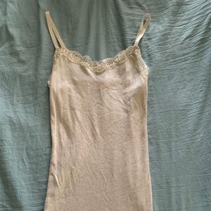 Cream Faded Glory Tank Top with lace